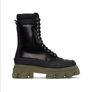 GANNI - Black Leather & Tech Combat Boots
